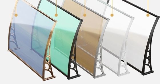 Πολυκαρβονιακές οροφές παραθύρων DIY Καταφύγιο με μαύρο λευκό ή γκρι στήριγμα