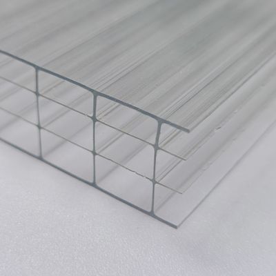 OEM Διαφανές 20mm Τέσσερα στρώματα πλαστικού πολυκαρβονικού κούφου φύλλου Εξαιρετική θερμική μόνωση και αντοχή σε κρούσεις